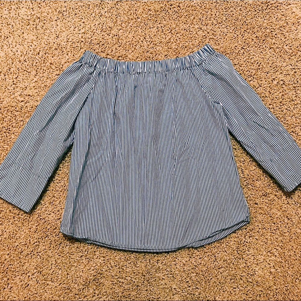 Zara Striped Off the Shoulder Top